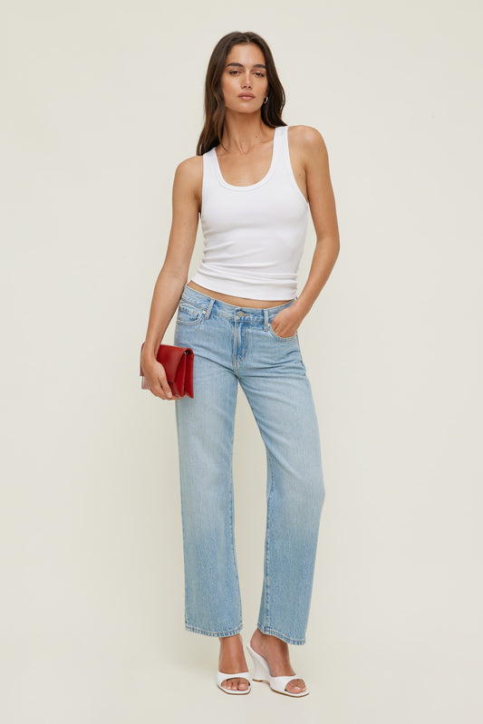 Dynamite Low Rise Relaxed Straight Leg Jeans Blue