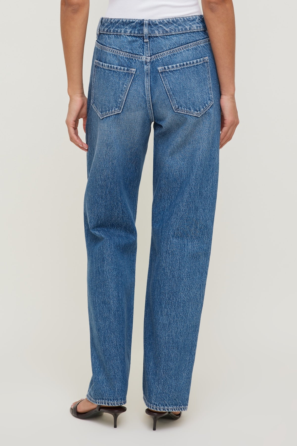 Dynamite Mika Mid Rise Relaxed Straight Leg Jeans Blue
