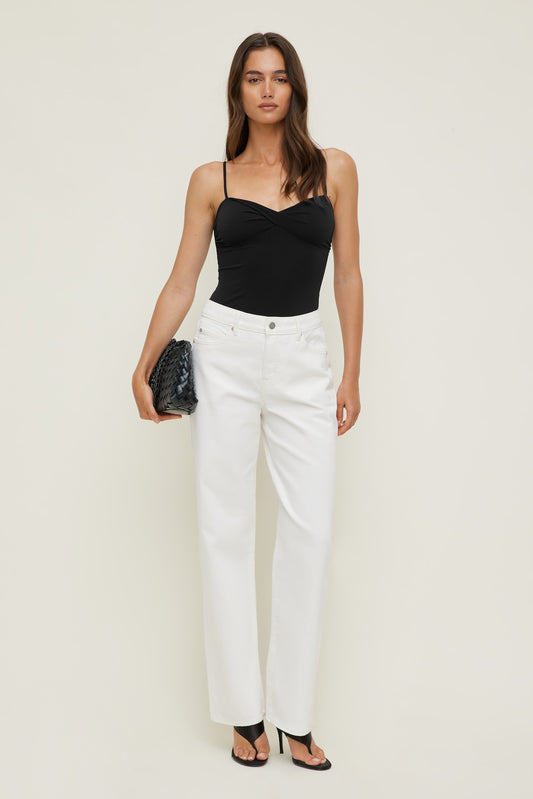 Dynamite Mika Mid Rise Relaxed Straight Leg Jeans  Beige