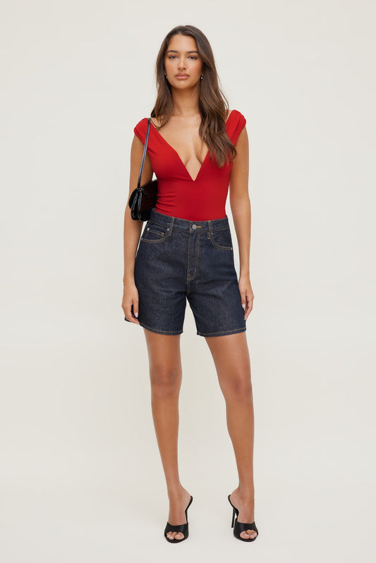 Dynamite Harper High Rise Jean Shorts Blue