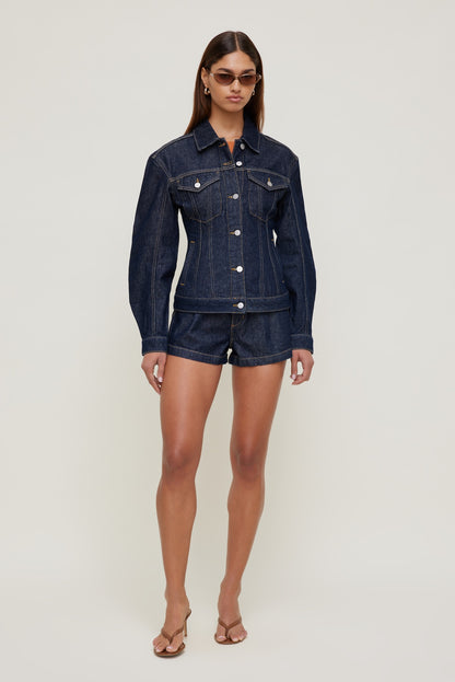 Dynamite Cinched Denim Jacket Blue