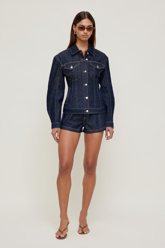 Dynamite Cinched Denim Jacket Blue