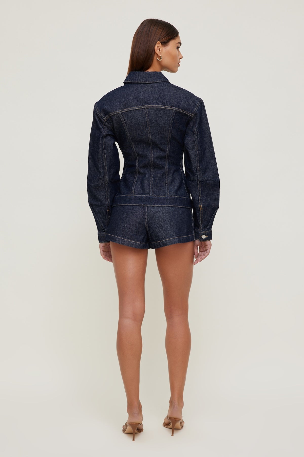 Dynamite Cinched Denim Jacket Blue