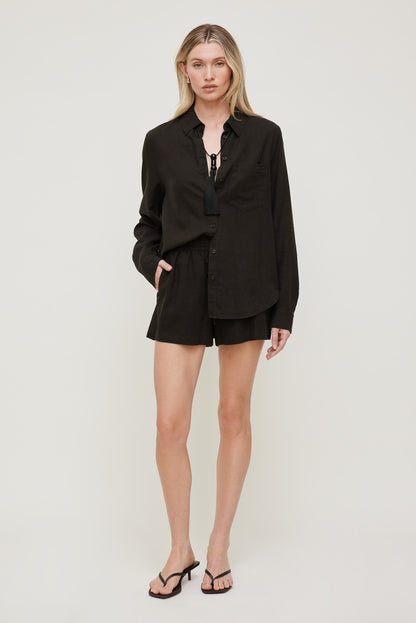 Dynamite Linen High Rise Shorts Brown