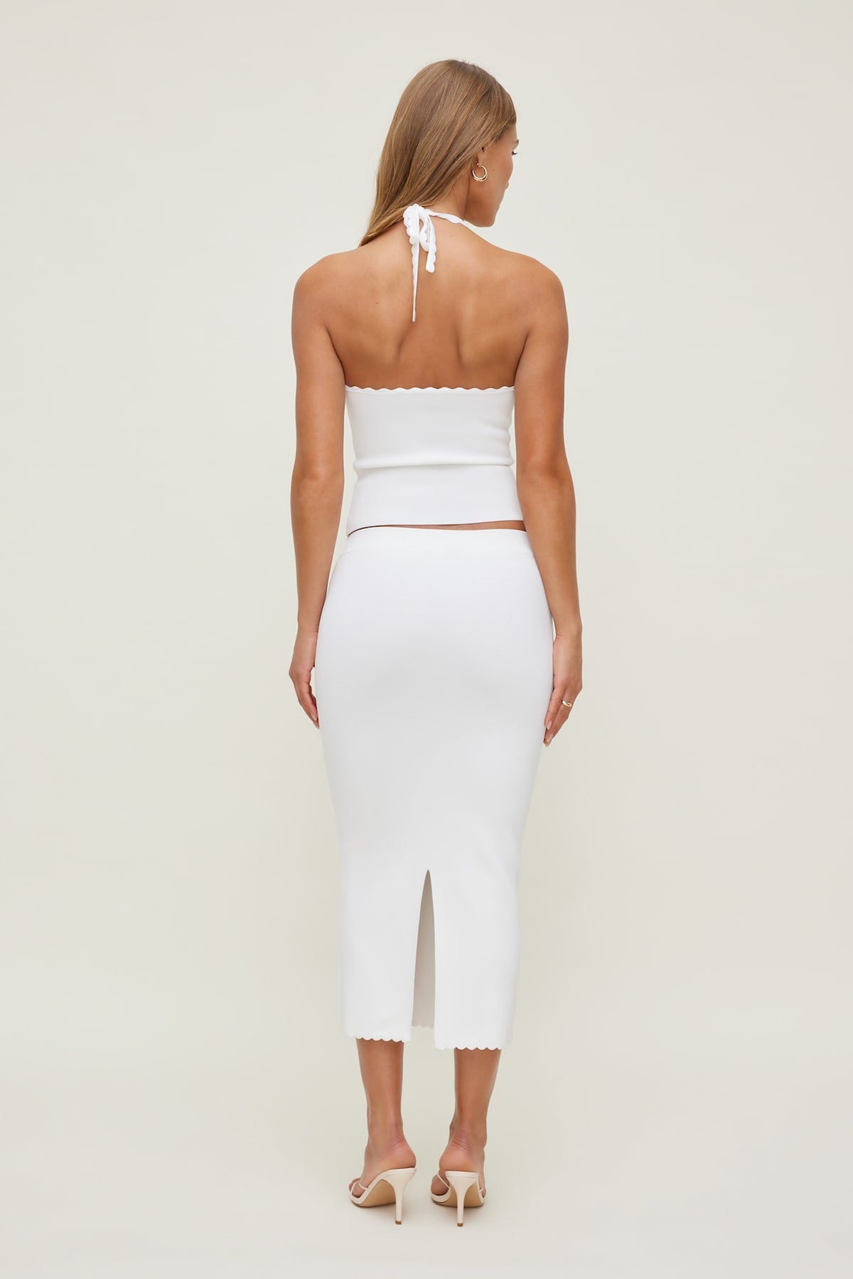 Dynamite Scallop Trim Maxi Skirt White