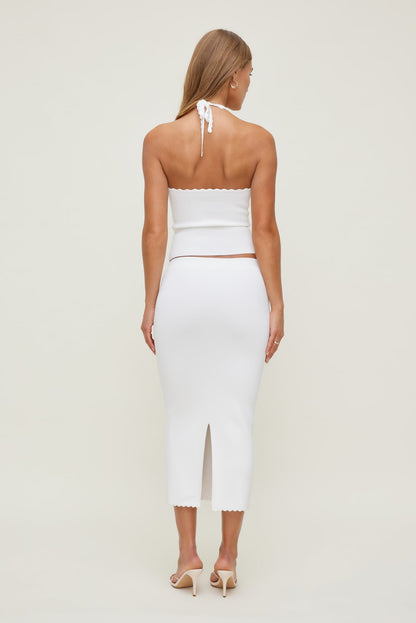 Dynamite Scallop Trim Maxi Skirt White