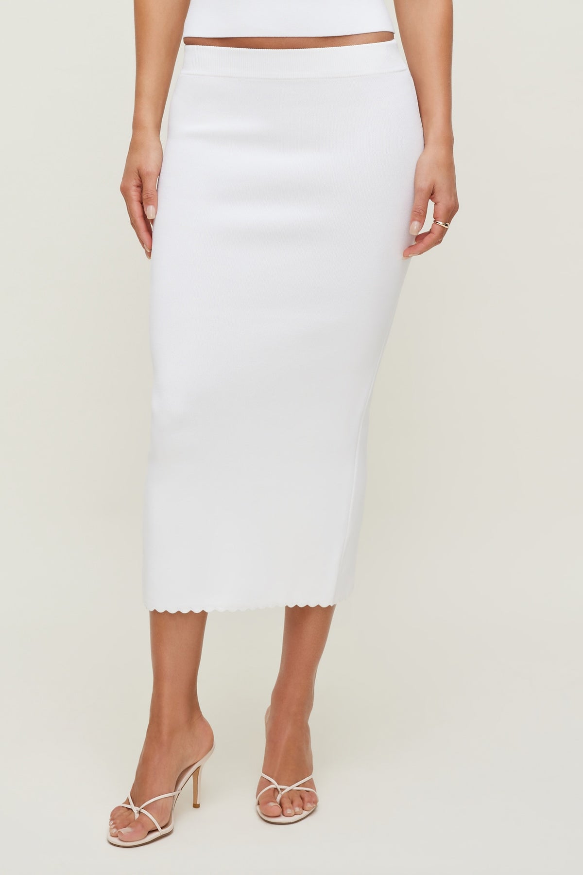 Dynamite Scallop Trim Maxi Skirt White
