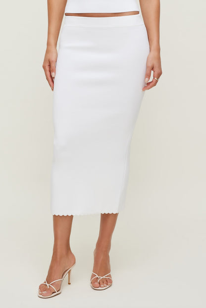 Dynamite Scallop Trim Maxi Skirt White