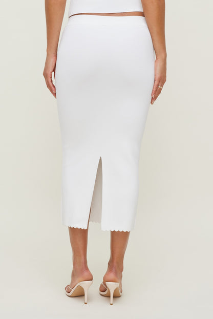 Dynamite Scallop Trim Maxi Skirt White