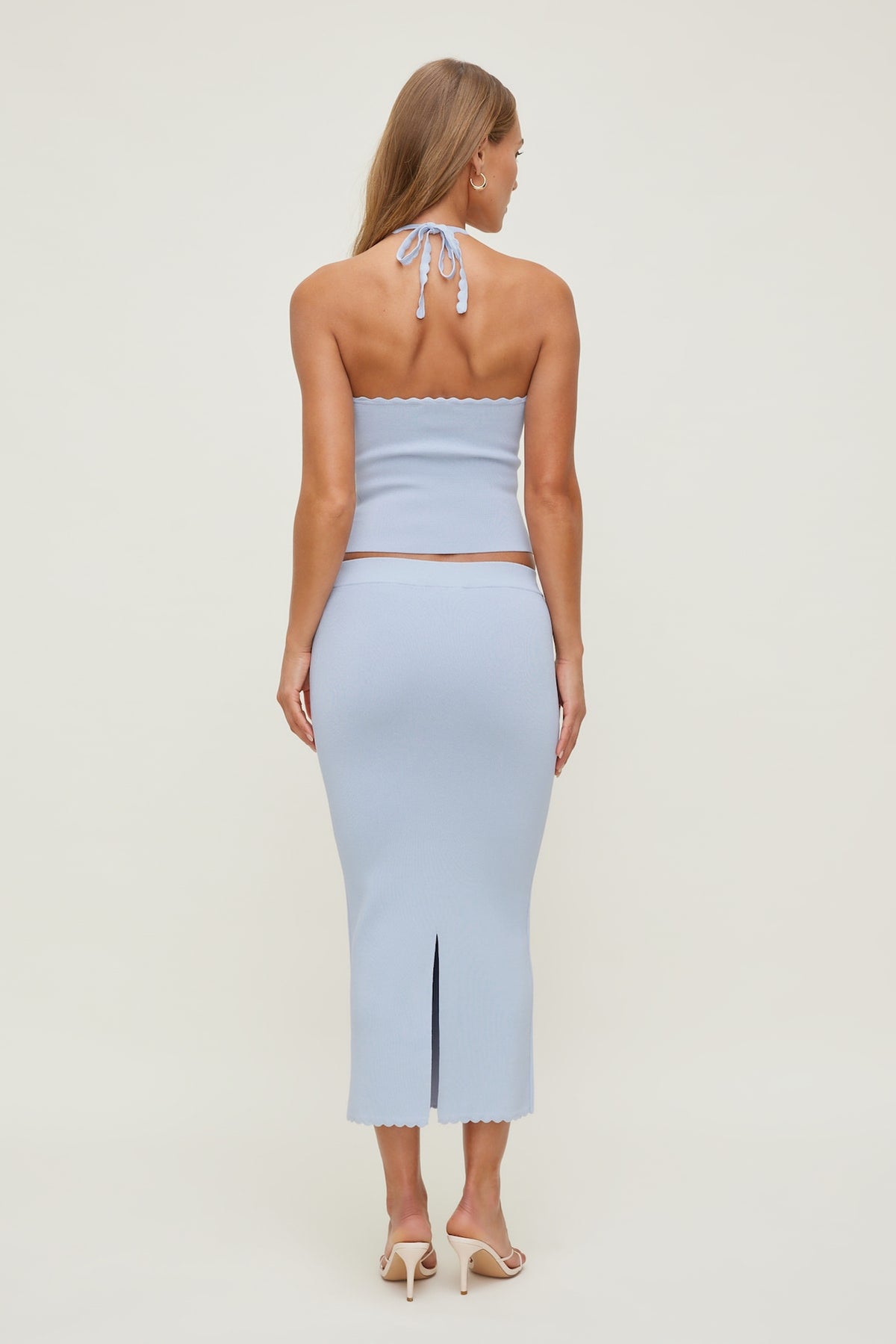 Dynamite Scallop Trim Maxi Skirt Blue