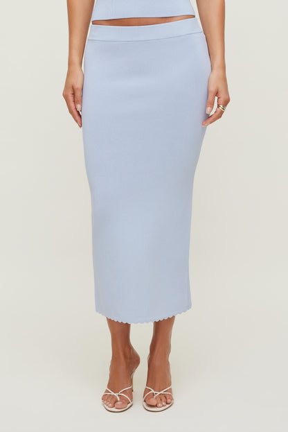 Dynamite Scallop Trim Maxi Skirt Blue