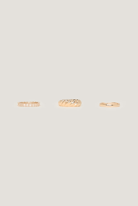 Dynamite 3-Pack Eternity & Twisted Rings Yellow