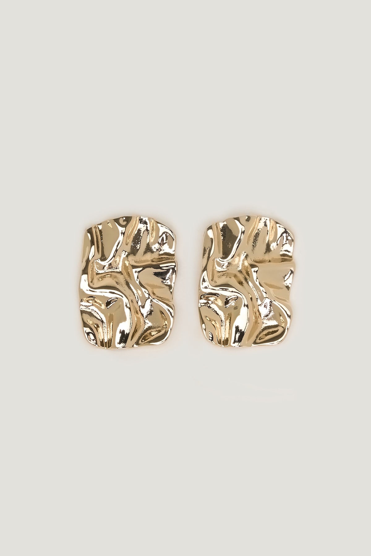 Dynamite Crumpled Button Earrings Yellow