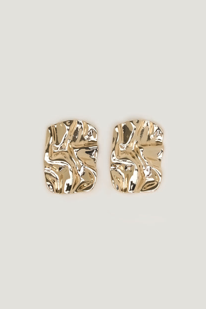 Dynamite Crumpled Button Earrings Yellow