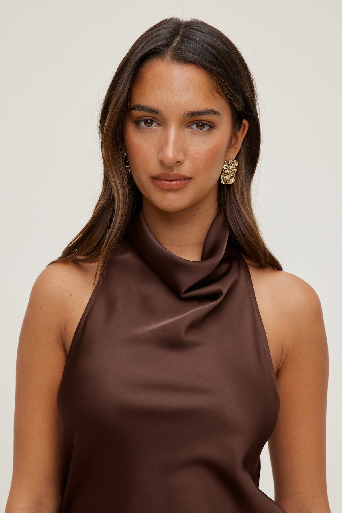 Dynamite Crumpled Button Earrings Yellow