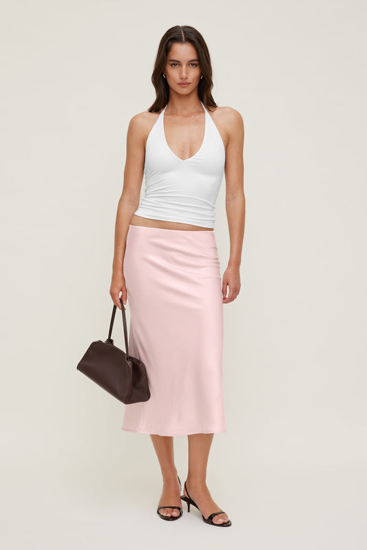 Dynamite Delila Satin Midi Skirt Pink