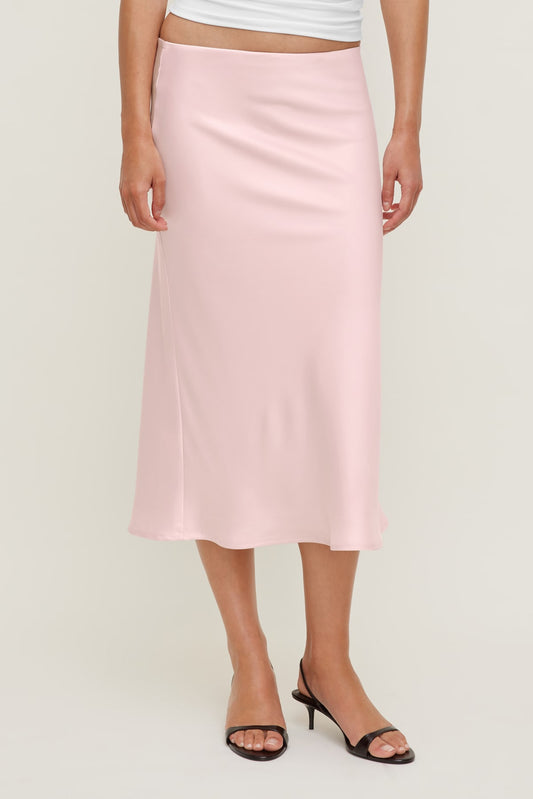 Dynamite Delila Satin Midi Skirt Pink