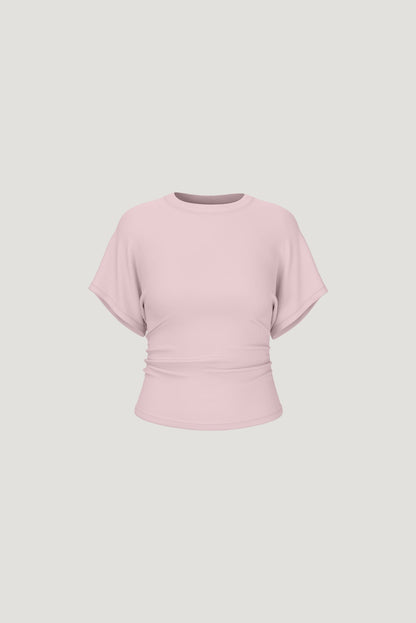Dynamite Andrea Shirred Jersey T Shirt Pink