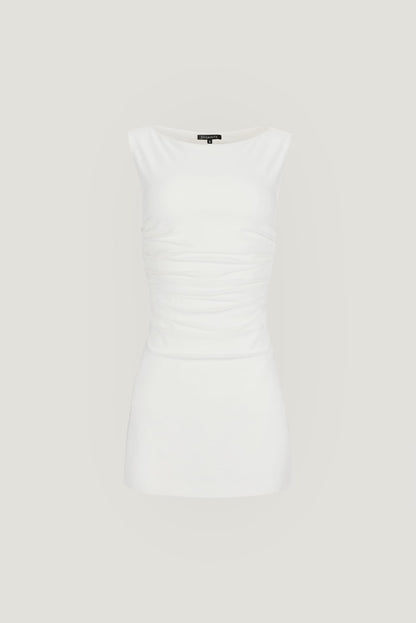 Dynamite Katia Ruched Jersey Mini Dress White
