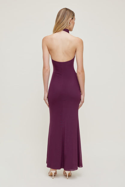 Dynamite Scarlet Draped Mesh Maxi Dress PURPLE