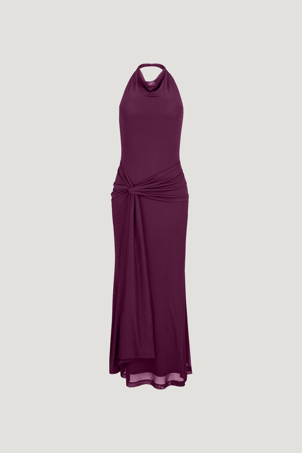 Dynamite Scarlet Draped Mesh Maxi Dress PURPLE