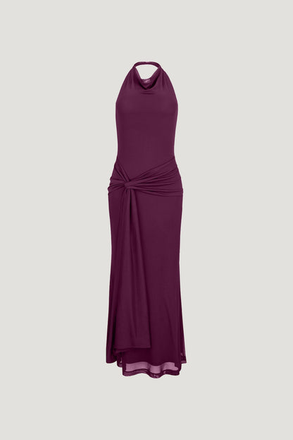 Dynamite Scarlet Draped Mesh Maxi Dress PURPLE