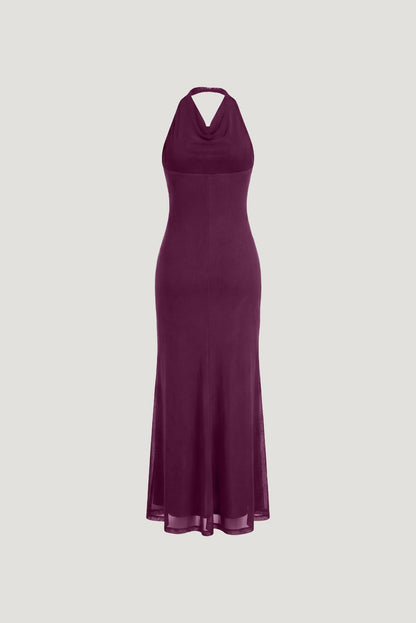Dynamite Scarlet Draped Mesh Maxi Dress PURPLE