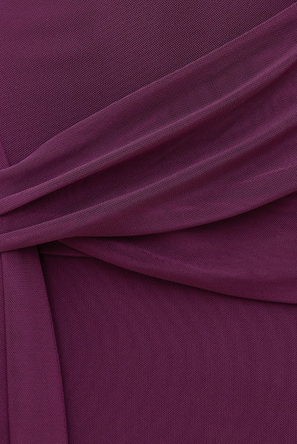 Dynamite Scarlet Draped Mesh Maxi Dress PURPLE