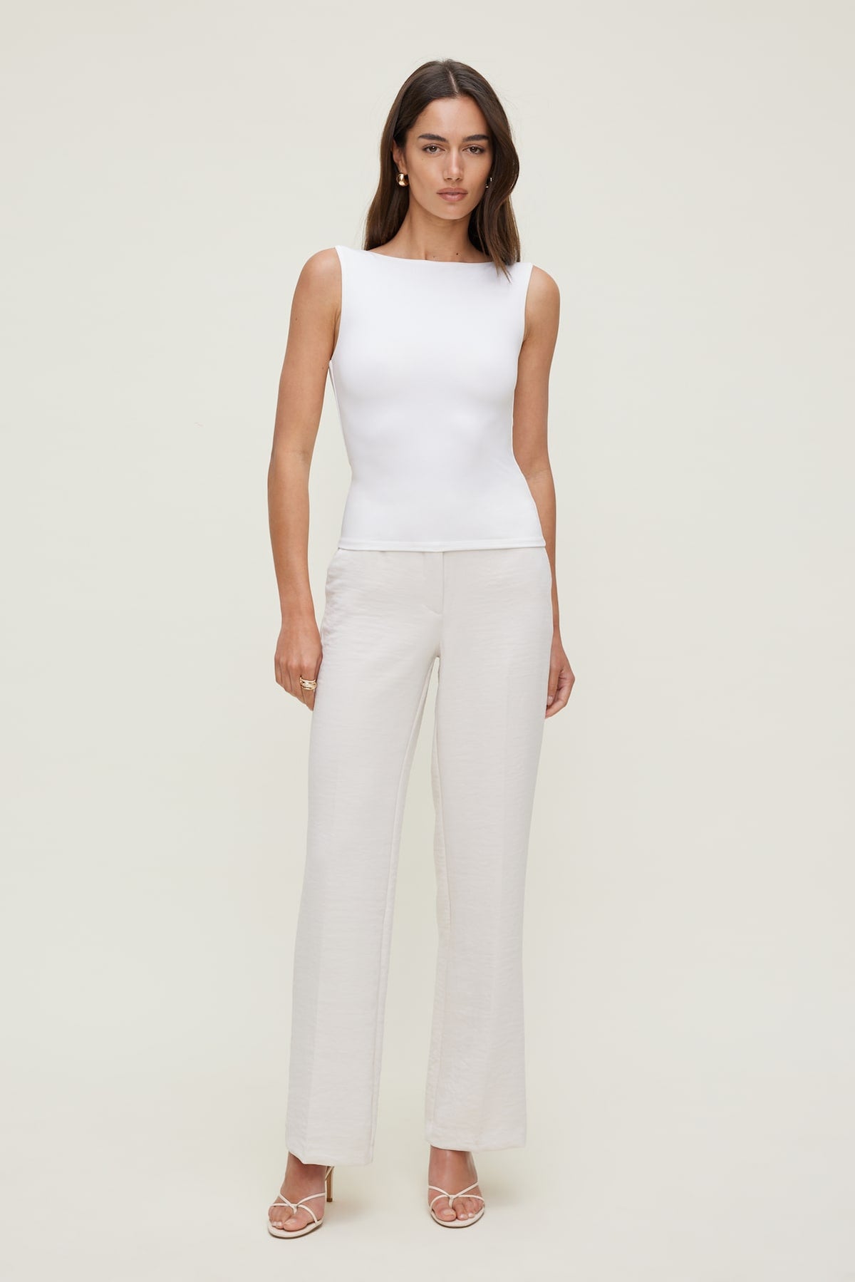 Dynamite Camelia Airflow Clean Straight Leg Pants Beige