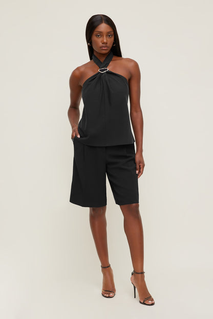 Dynamite Buckle Halter Top BLACK
