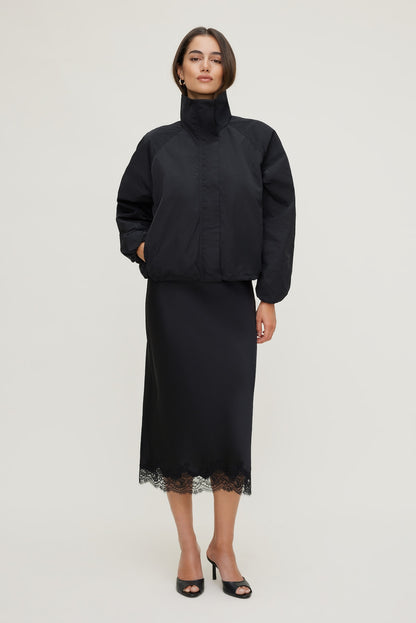 Dynamite High Neck Drawstring Jacket Black