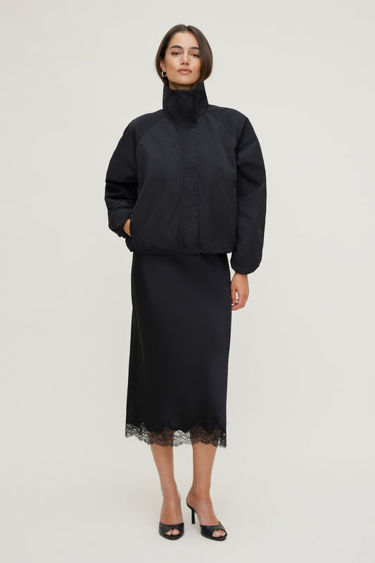 Dynamite High Neck Drawstring Jacket Black