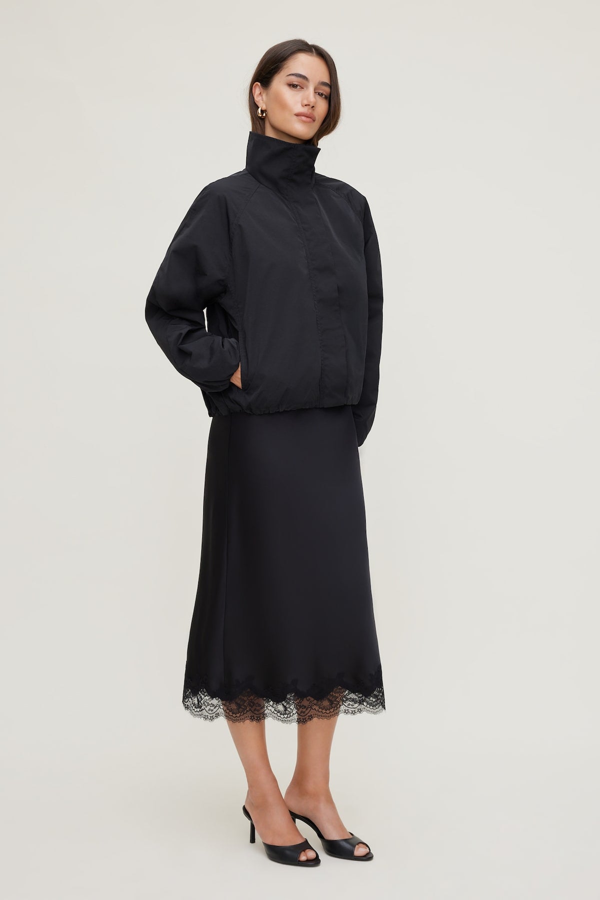 Dynamite High Neck Drawstring Jacket Black