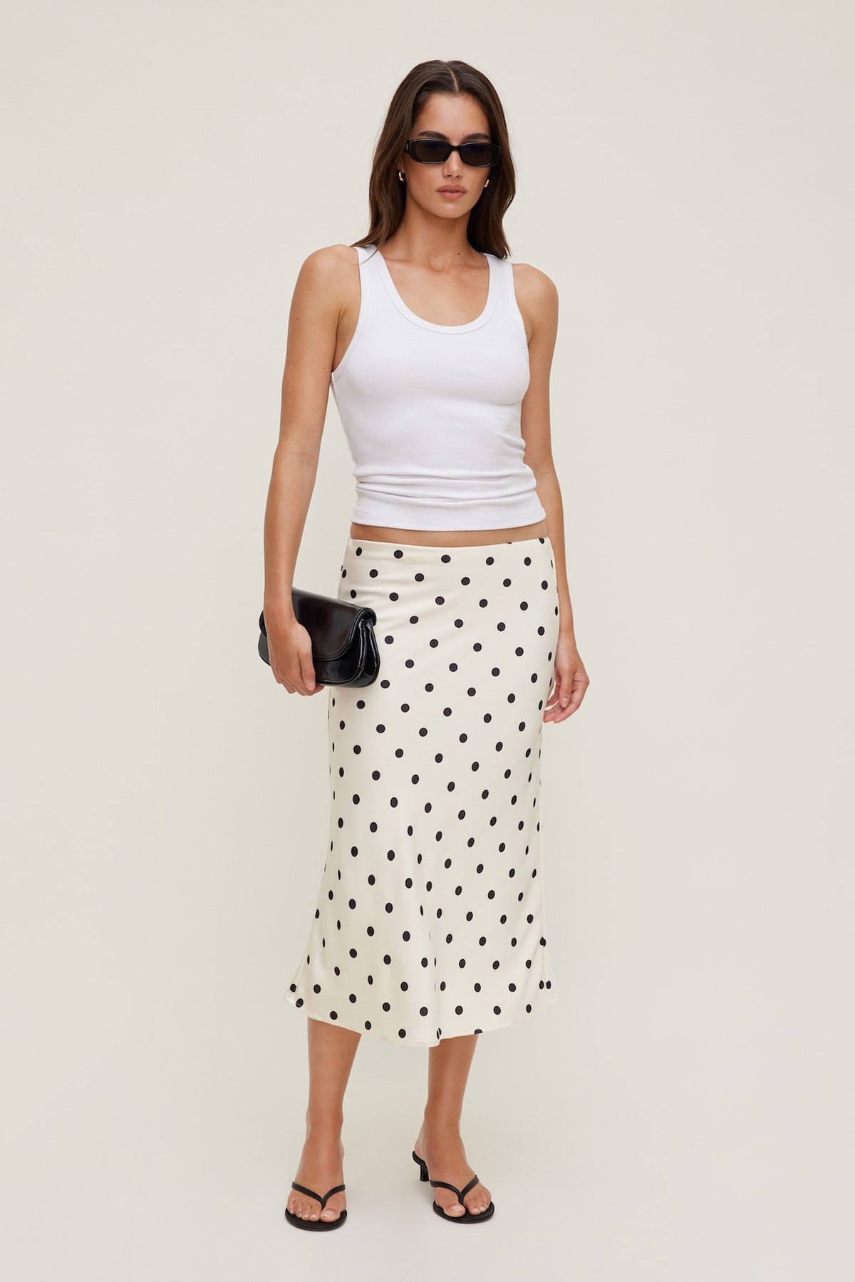 Dynamite Delila Satin Midi Skirt Black