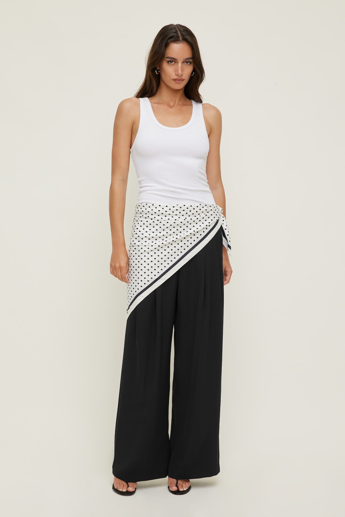 Dynamite Polka Dot Oversized Square Scarf White