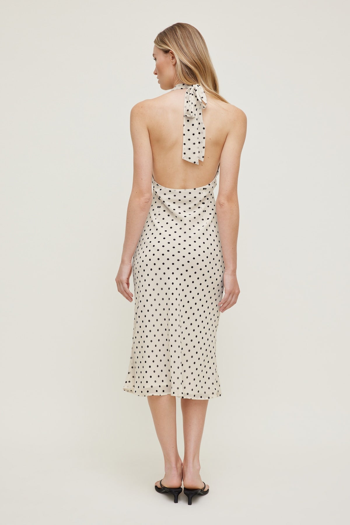 Dynamite Elena Halter Midi Dress Beige