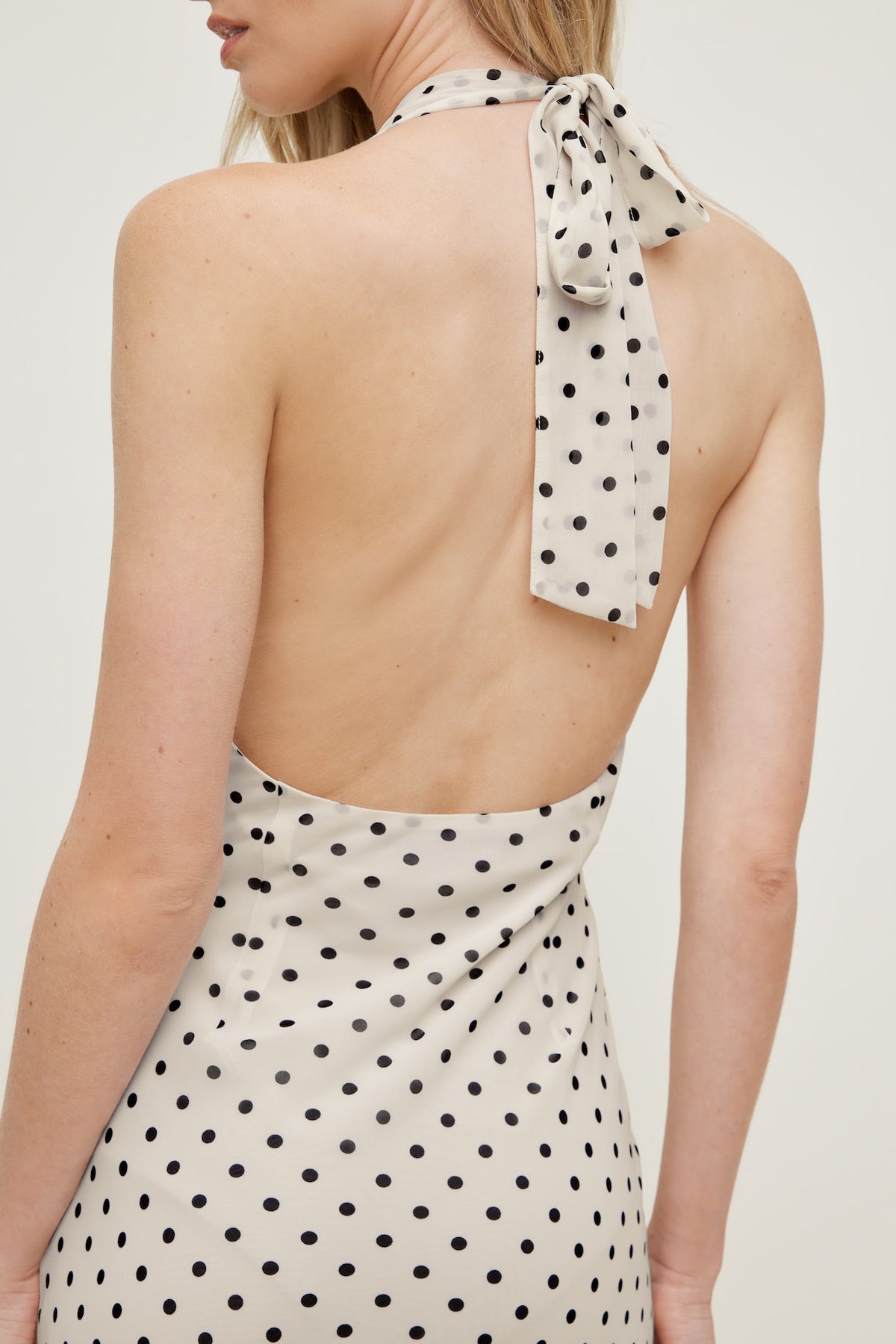 Dynamite Elena Halter Midi Dress Beige