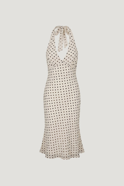 Dynamite Elena Halter Midi Dress Beige