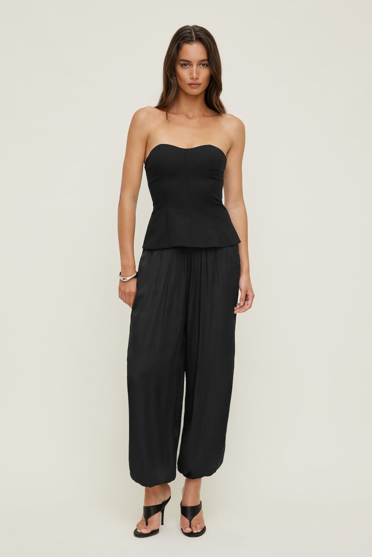 Dynamite Peplum Bustier Top Black