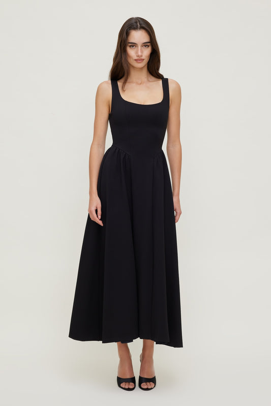 Dynamite Irina Ponte Midi Dress Black
