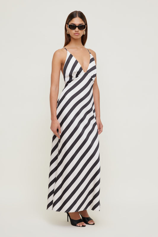 Dynamite Livia Satin Midi Dress Black