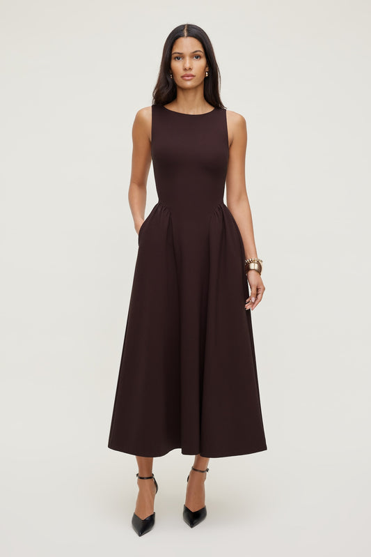 Dynamite Iris Ponte Midi Dress Purple
