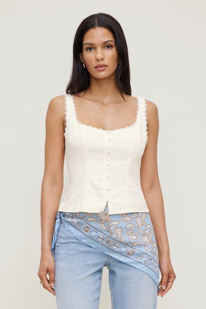 Dynamite Linen Tank Top White