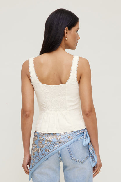 Dynamite Linen Tank Top White