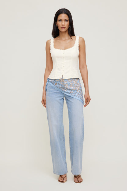 Dynamite Linen Tank Top White