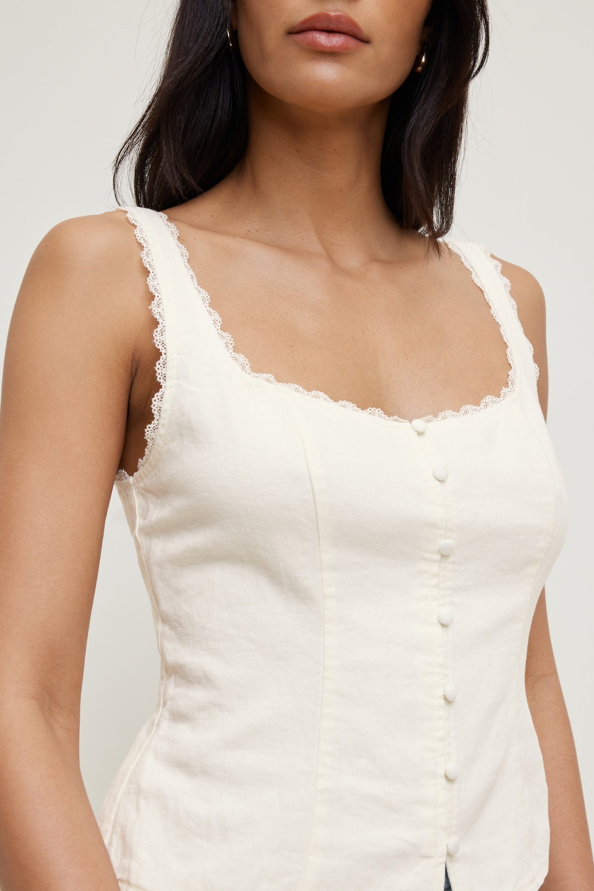 Dynamite Linen Tank Top White
