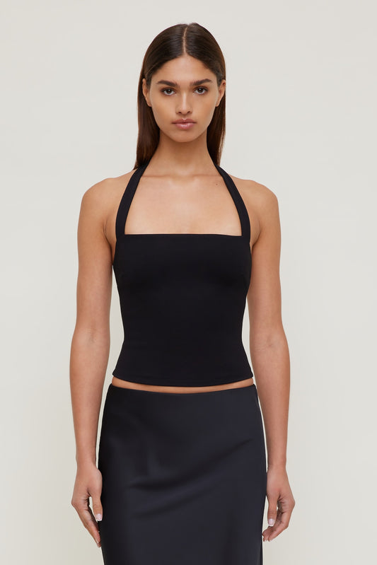 Dynamite Ponte Halter Top Black