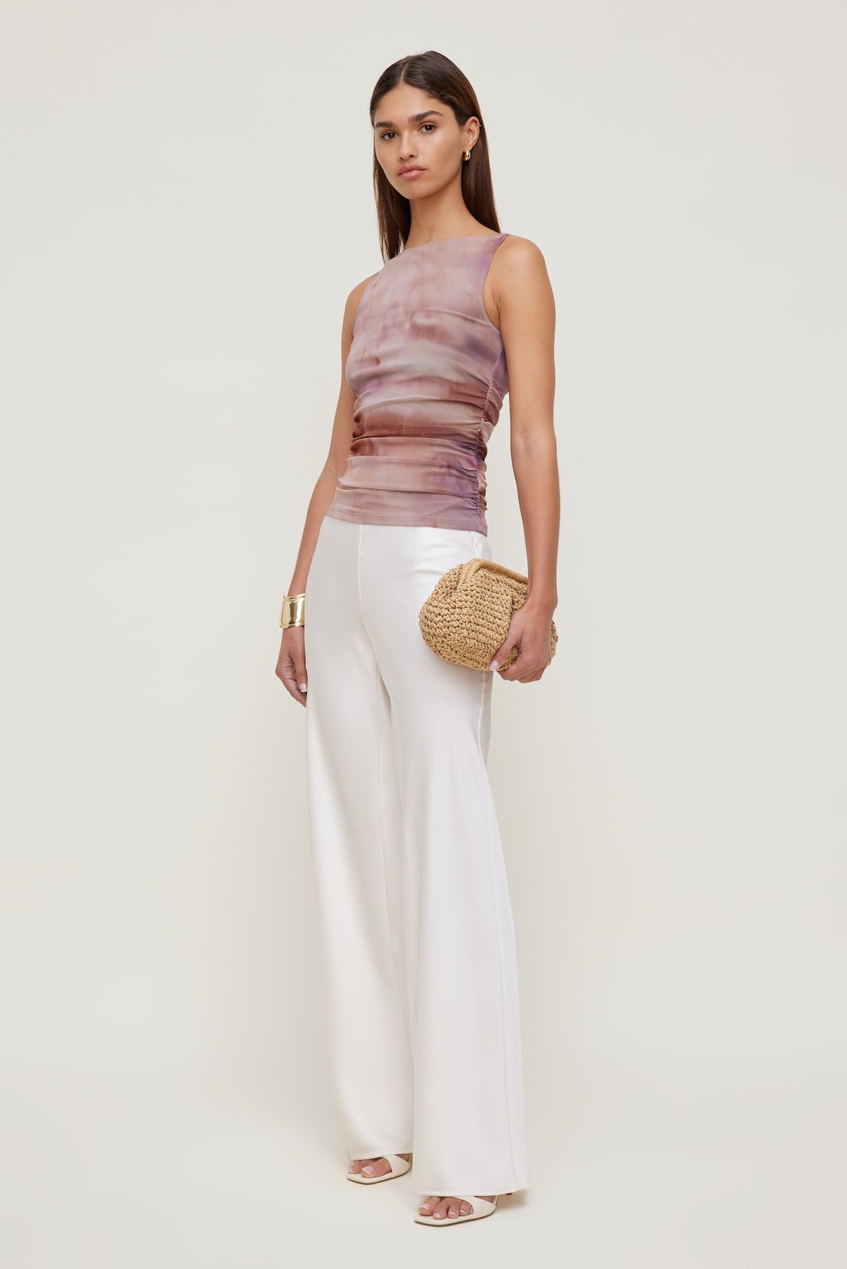 Dynamite Nola Printed Mesh Tank Top Pink