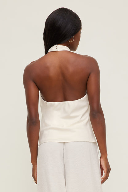 Dynamite Buckle Halter Top Beige