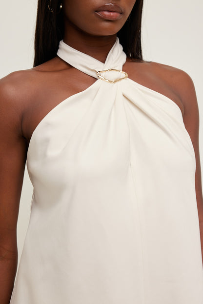 Dynamite Buckle Halter Top Beige